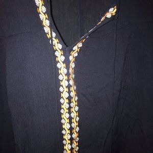 Navy blue blouse with cute white n orange pattern